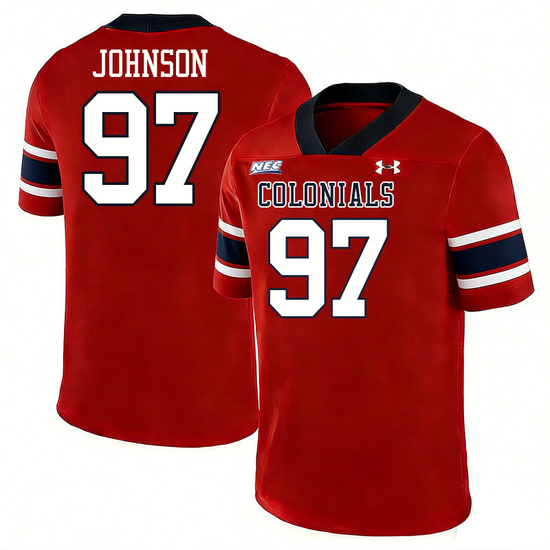 Robert Morris Colonials #97 Ameer Johnson College Football Jerseys,Uniforms Stitched-Red